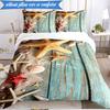 3PCS Ocean Starfish Shells Bedding Set,Including 1pc Duvet Cover And 2pcs Pillowcases Perfect for Bedroom, Dormitory, Fan Christmas gift