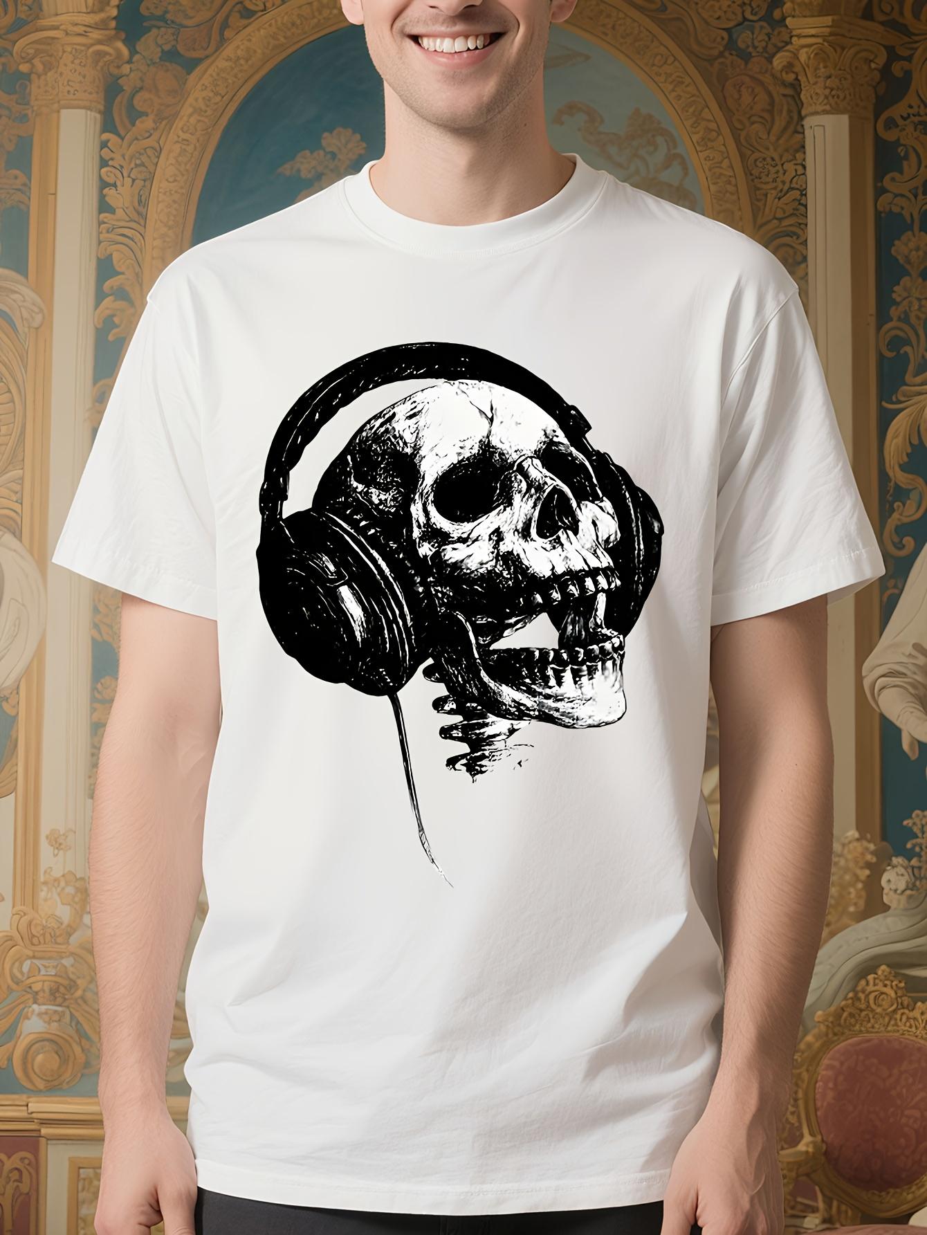 Gothic Heavy Metal Graphic Tshirt - Skull with Headphones... M