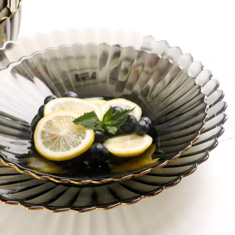 ZISIZ Petal-Shaped Gold-Rimmed Glass Serving Plate