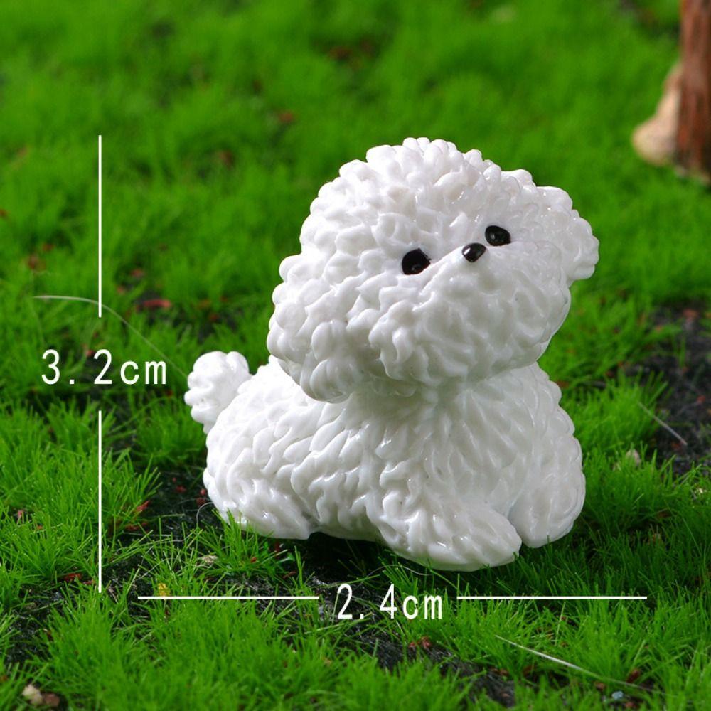 Lovely White Bichdog Micro Landscape Potted Landscaping Widget Car Resin Process Decoration DIY Accessories Car Ornament