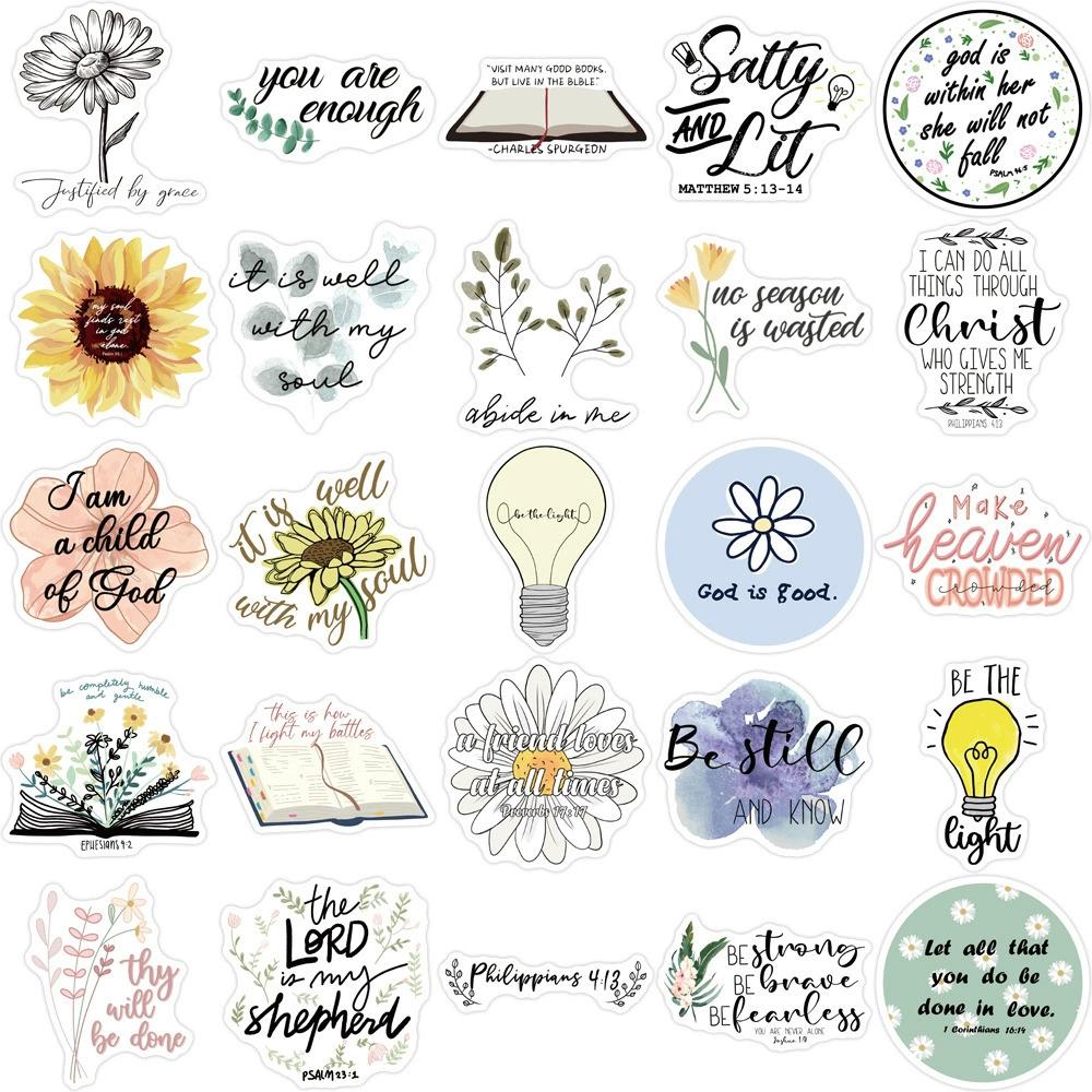 10/30/50pcs Jesus Bible Christians Inspirational Stickers Aesthetic DIY Skateboard Phone Laptop Cartoon Decoration Sticker Pack