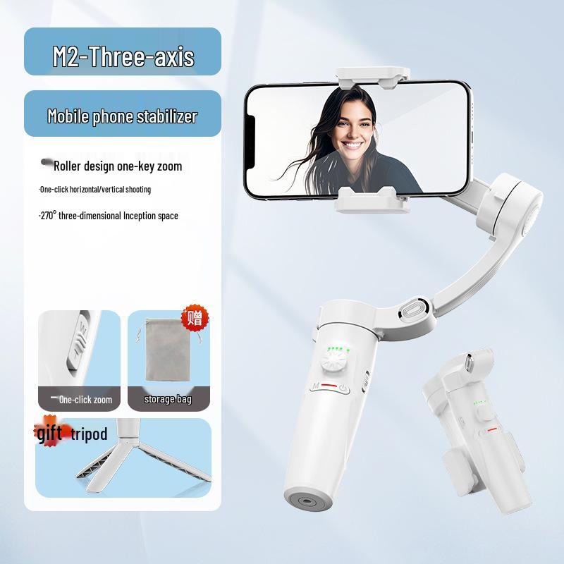 Three-Axis Handheld Gimbal Stabilizer with Anti-Shake & Smart Face Tracking for Mobile Photography & Live Streaming