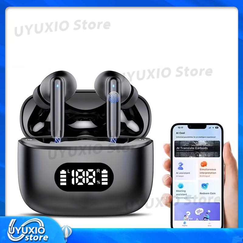 UYUXIO Real Time AI Translating Ear Buds with 144 Languages TWS Online Translation Headphone Earphone EarBuds with Screen New