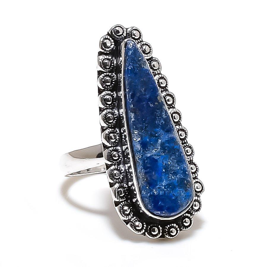 Lapis Lazuli Gemstone Handmade 925 Sterling Silver Jewelry Ring 7 SU-9993