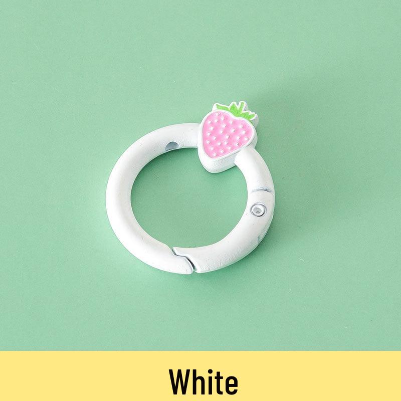 Baked Paint Strawberry Spring Ring Keychain Jewelry Hardware Accessory