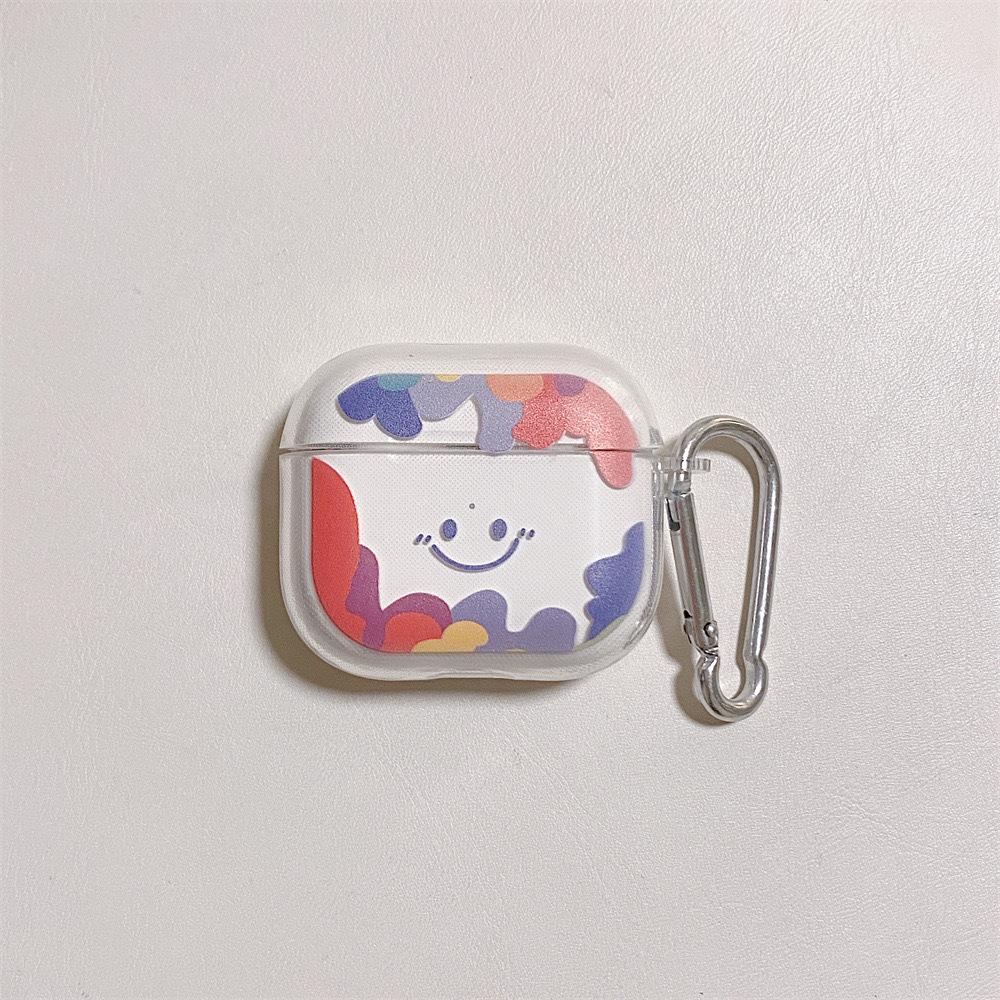 Applicable AirPodsPro1 earphone cover Apple 11th generation cartoon smiley face transparent soft case l Bluetooth earphone cover
