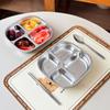Reusable Dinner Plate 3/4 Compartments Portion Control Dining Plate 304 Stainless Steel Fruit Salad Food Dinner Tray