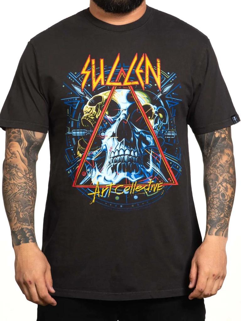 Sullen Herren Hysterie Kurzarm Premium T-Shirt Tattoo Stil Totenkopf T-Shirt