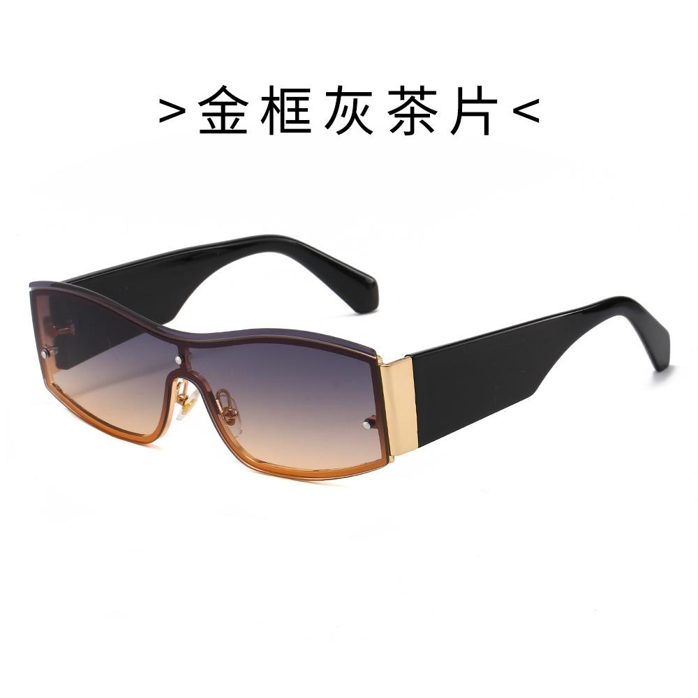 Fashionable Metal Sunglasses For Men And Women Hip Hop Style One-Piece Outdoor Uv Protection Shades Trendy Sun Glasses