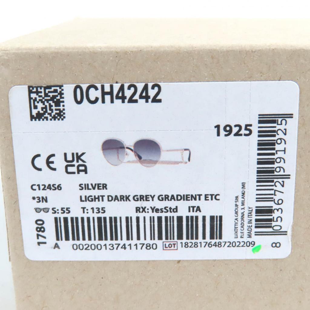 Excellent CHANEL Sunglasses COCO Mark Panto Shape Frame: Silver Black Women 4242 c.124/S6 Used