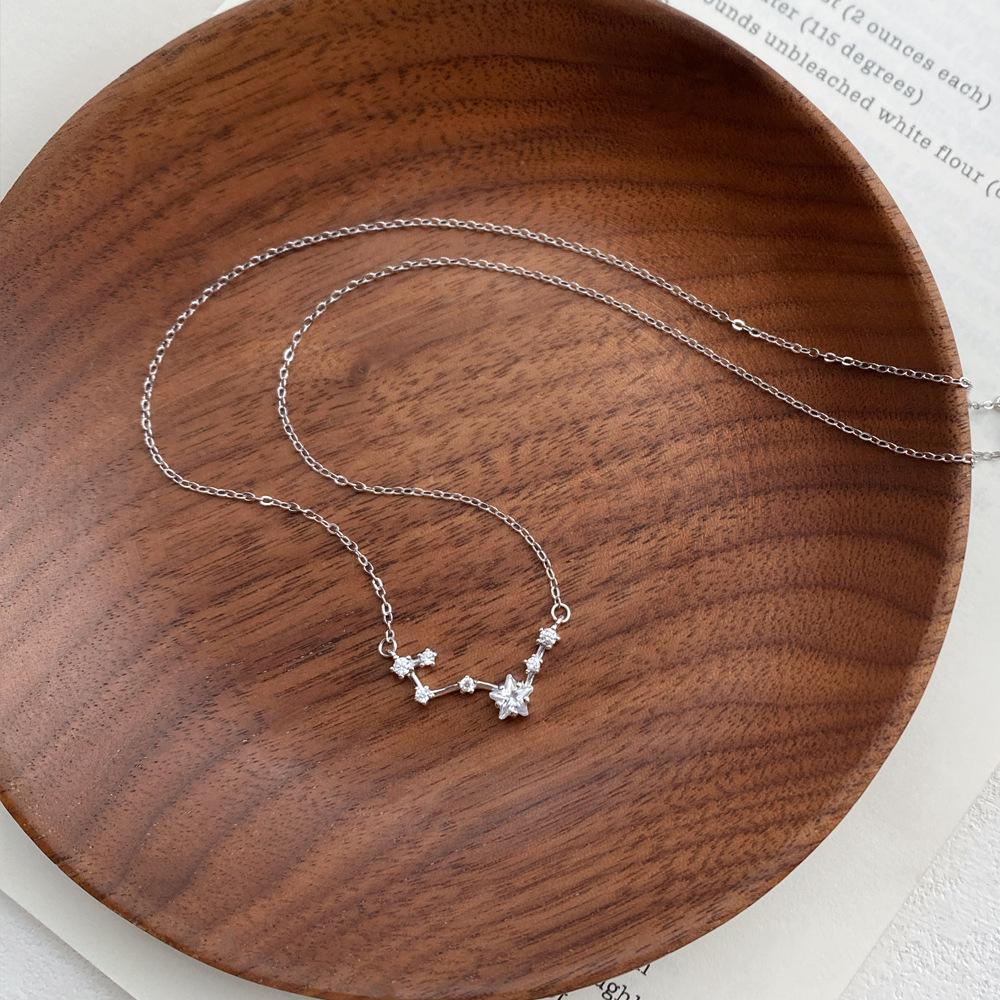 S999 Sterling Silver Big Dipper Necklace for Women - Niche, Light Luxury Design, Elegant Clavicle Chain, Perfect for Valentine's Day Gift.