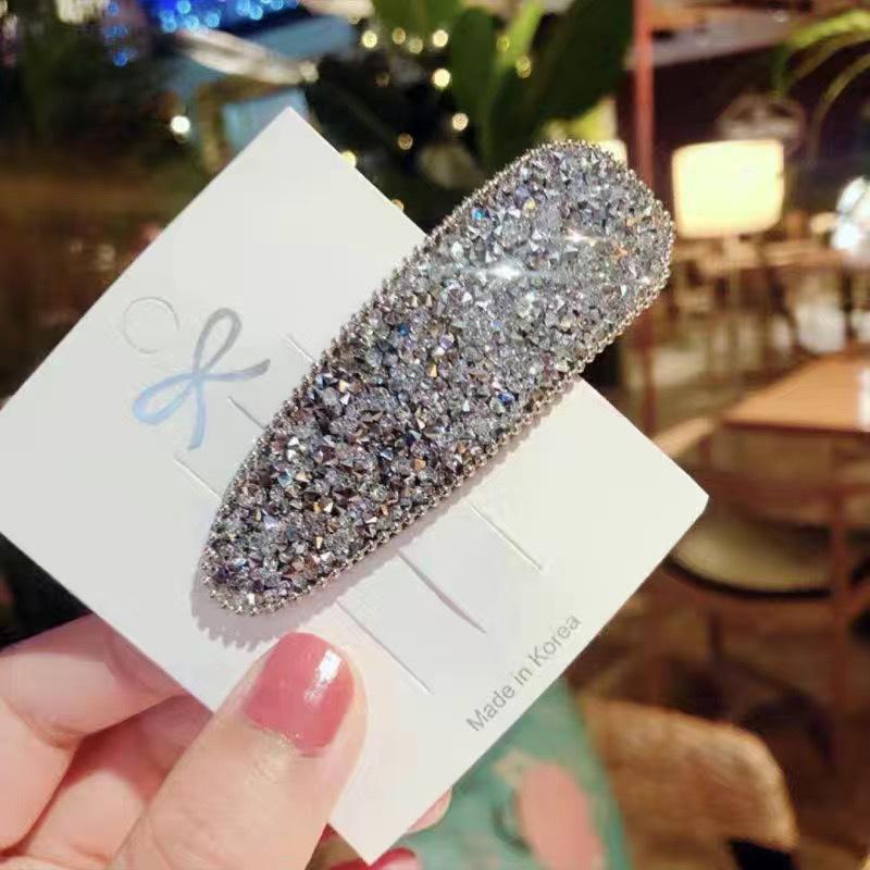 Korean Full Crystal Hairpin Side Hair Ornaments Women's New BB Clips Luxury Fashion Accessories