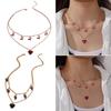 Trendy INS Style Neck Chain Jewelry Sweet Cool Double Layer Necklace with Lovely Cherry/Grape and Heart Pendant Charm