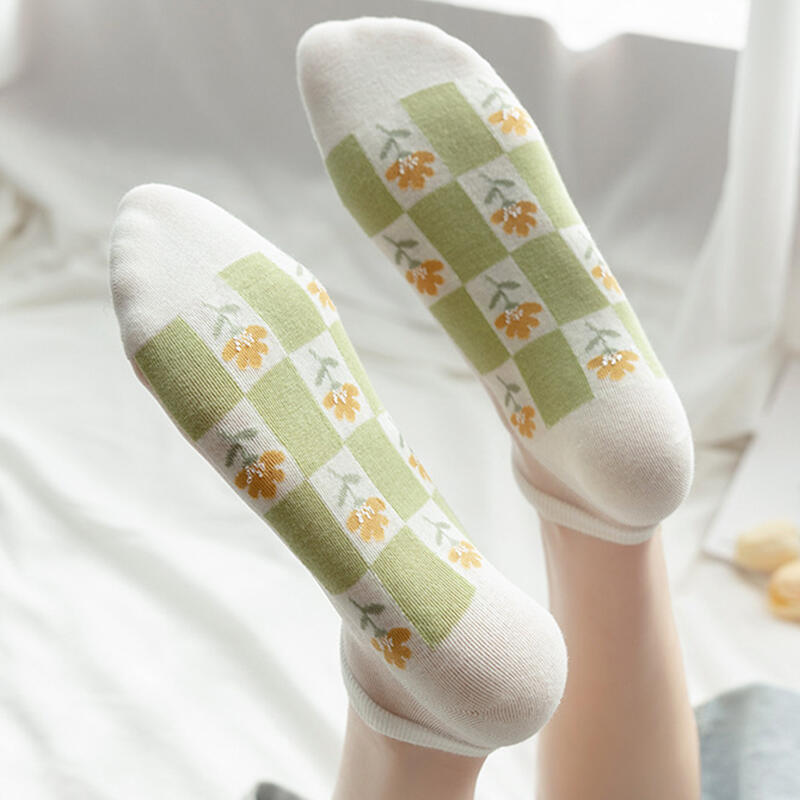 Women's Summer Flower Sheer Short Socks (5 Pairs)