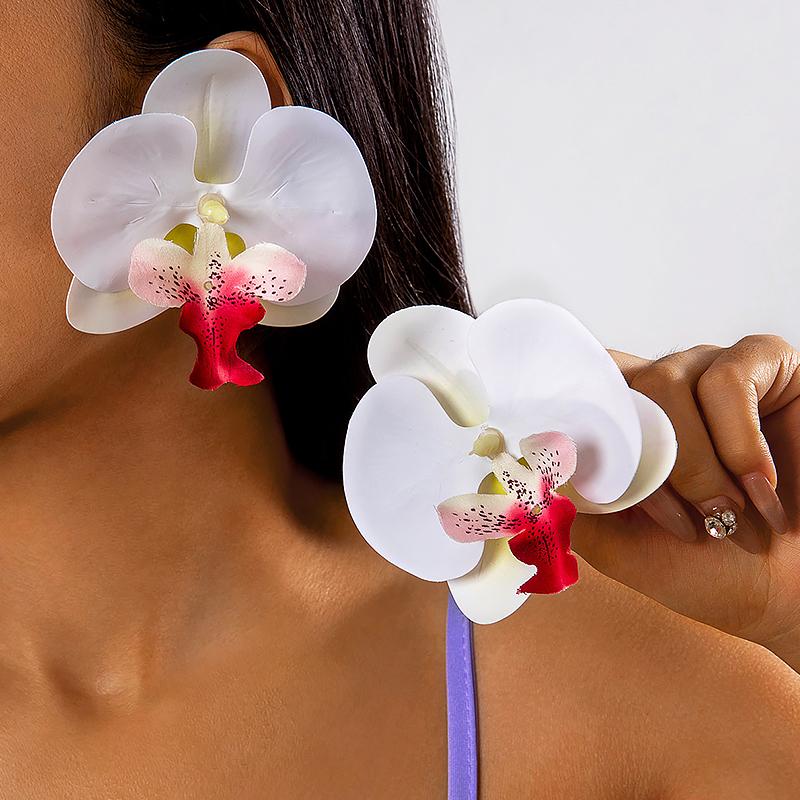 2PCS Three-Dimensional Flower Gifts Jewelry Natural Simulated Flower Party Wear Flower Shape Accessories Earrings Fashion 9cm