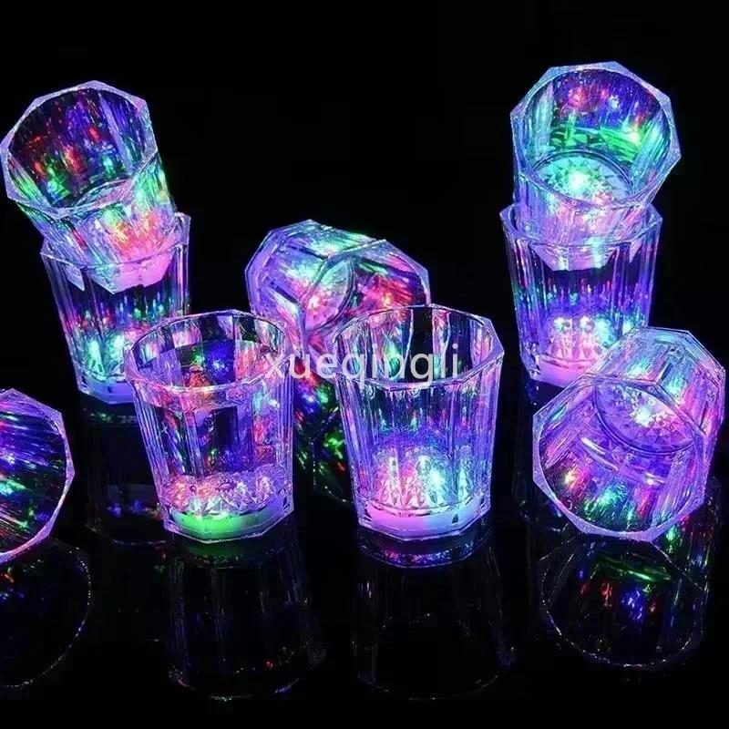 1pc New Colorful Glowing Cup Pour Water and It Lights Up Inductive Transparent Cup KTV Bar Color Changing Beer Cup 50ml