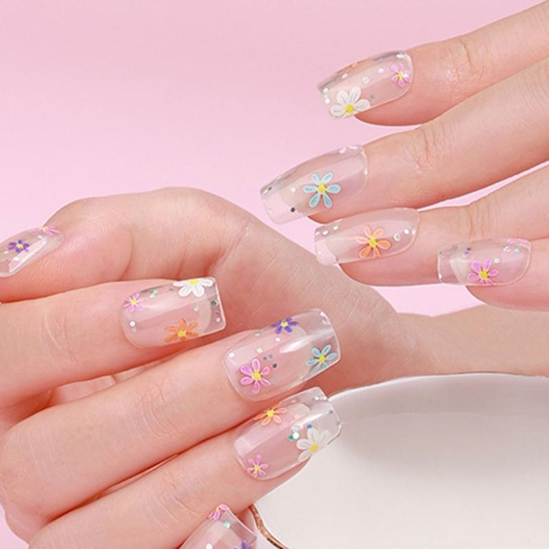 Gel Nail Stickers Full Cover Self Adhesive French Manicure Strips Quick Apply No UV Light Required with Nail File Stick