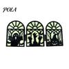 Stable Solid Wood Halloween Ornament Glow-in-the-Dark Table Decoration, Witch Ghost Silhouette Design, Party Decor Foldable Luminous Ornament,