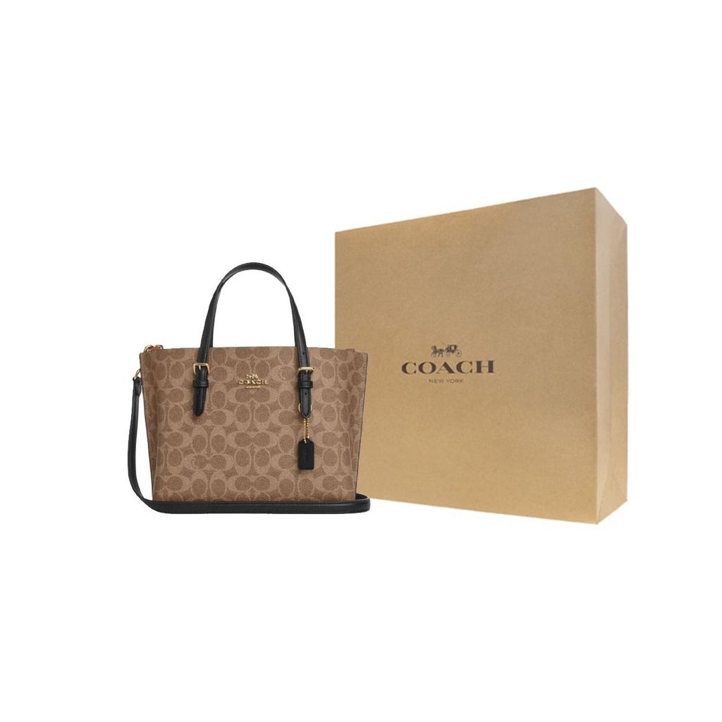 Coach Mollie Brand Logo Detachable Shoulder Strap Tote Bag Shopping Bag Women Tote Brown Black CV965-IMQRX
