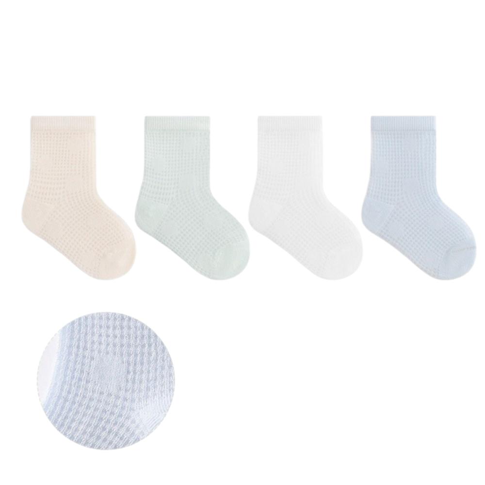 4 Pairs Combed Cotton Newborn Socks Thin Mid-calf Socks New Baby Mesh Socks Birthday Gifts 0-6 Month-C1