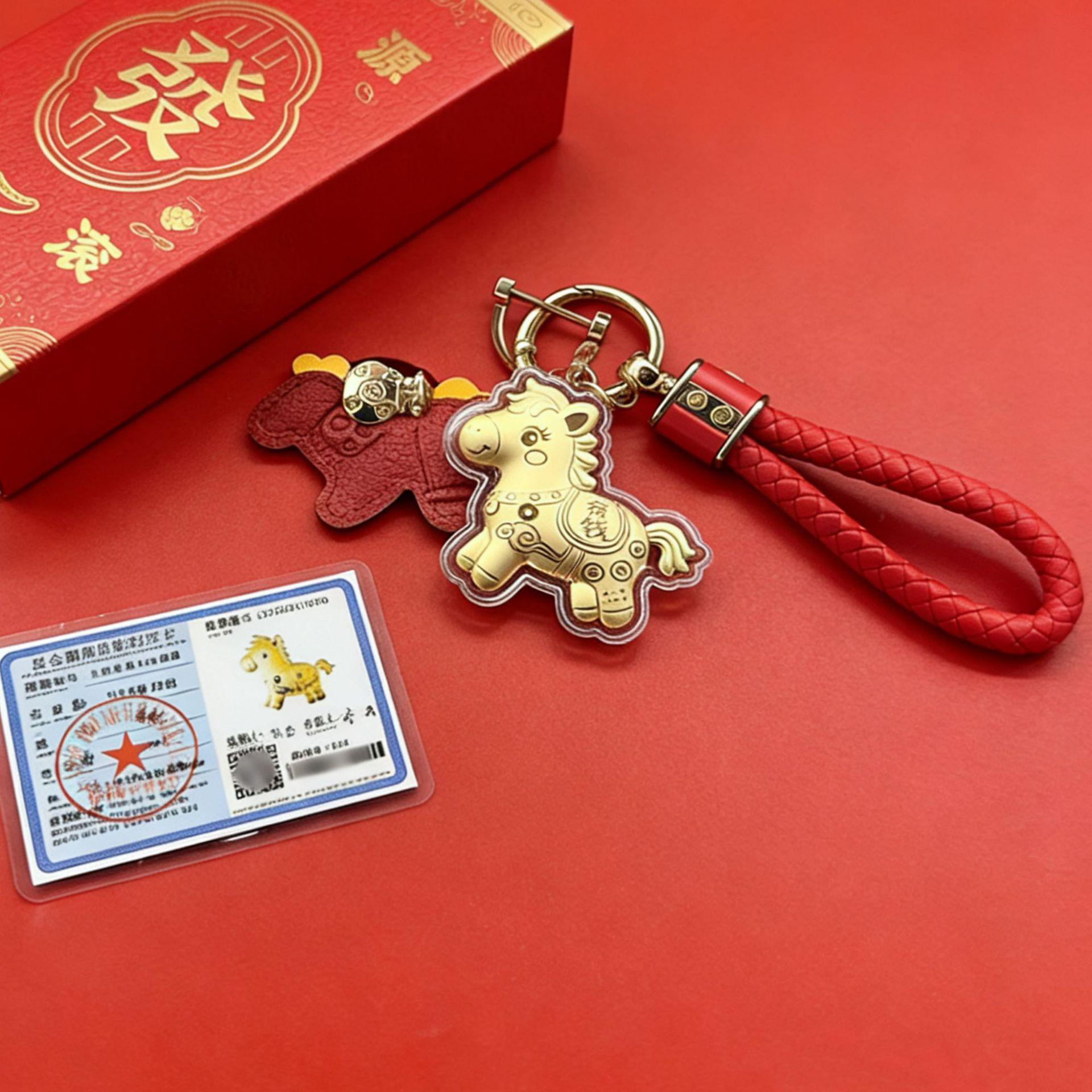Golden Horse Keyring & Phone Charm Gift Set