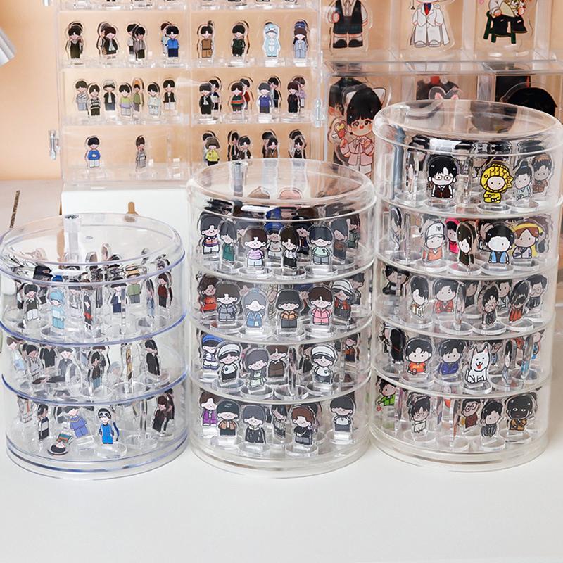 Acrylic Multi-Layer Rotating Display Shelf Character Stand Doll Model Display Box Blind Box Stage Cabinet Dust-Proof Display Box