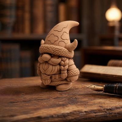 Viking Gnome Figurine, 3D Printed Cute Nordic Dwarf Ornament, Whimsical Little Man Ornament Desk Decor for Home Office Shelf