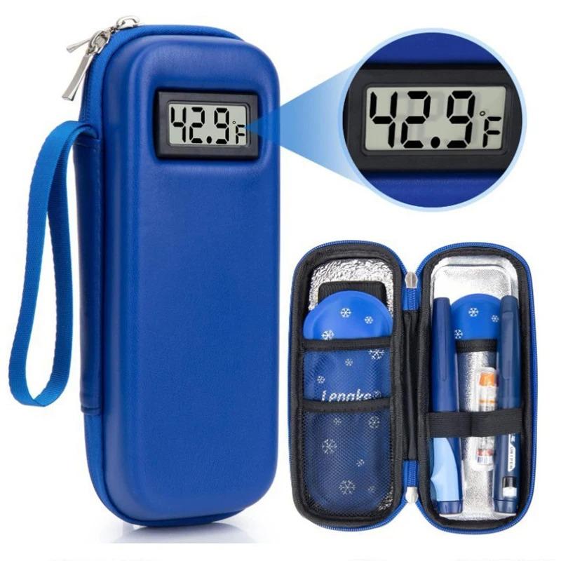 Insulin Cooler Travel Case Mini Insulin Cooler Bag Heat Insulation Temperature Display Medicine Diabetic Supplies Travel Case