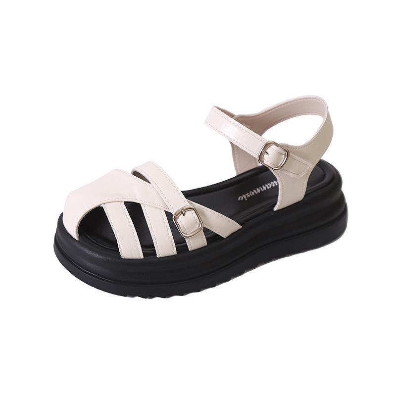 2025 New Summer French Beautiful Thick-soled Bag Head Sandals Women Wear Versatile Roman Shoes with Skirts Pig Cage Shoes