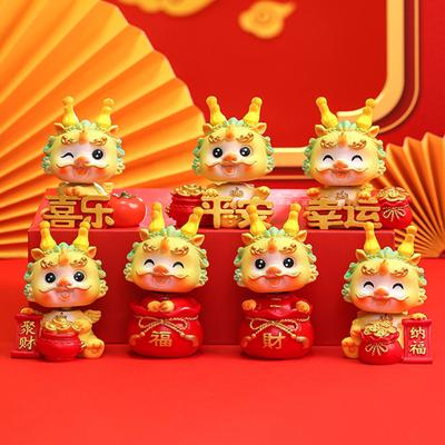 2024 New Year Dragon Figurine Festive Handcraft Resin Dragon Statue Decoration Funny Desk Ornament
