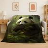 Cartoon Cute Panda China Animal Flannel Blanket Soft Throw Blanket for Bedroom Living Room Bed Travel Camping Picnic Nap Cover