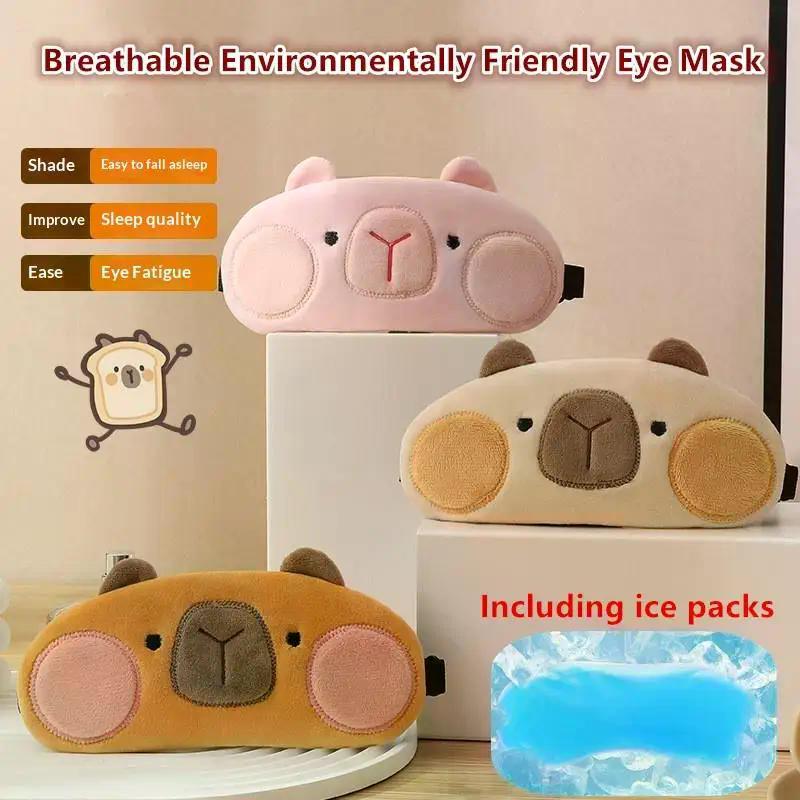 Compressa Fredda Kapybara Capibara Maschera per Dormire Traspirante Raffreddatore Gel Freddo Peluche Maschera per Occhi Comfort Riutilizzabile Viaggio Sonno