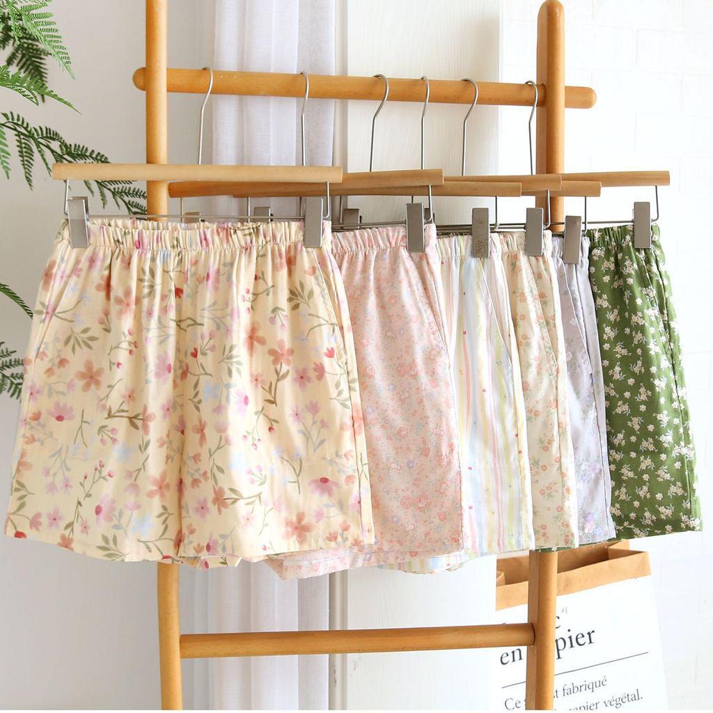 Women's Pure Cotton Double-Layer Gauze Printed Pajama Shorts - Summer Loose Fit, Versatile for Home or Outdoors