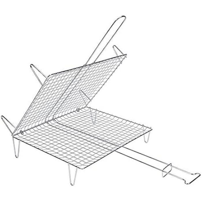 Grille Bombée Pour Viande Ou Poisson - SAUVIC - 40x45cm - Acier Résistant - Poignée De Sécurité