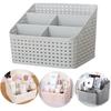 Plastic Desk Organizer, 5 Compartments Storage Organizer Utility Tote Caddy Holder Desktop Container Dividers for Home School Office Supplies (Grey)