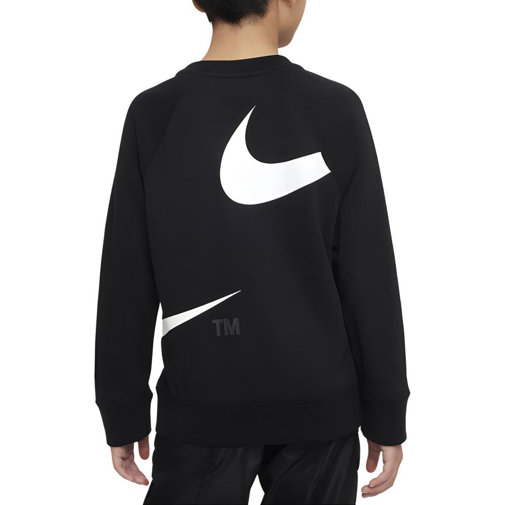 Nike Swoosh Comfortable Ribbed Soft Long Sleeve Sweatshirt Kids sweatshirt Black White DV8119-010