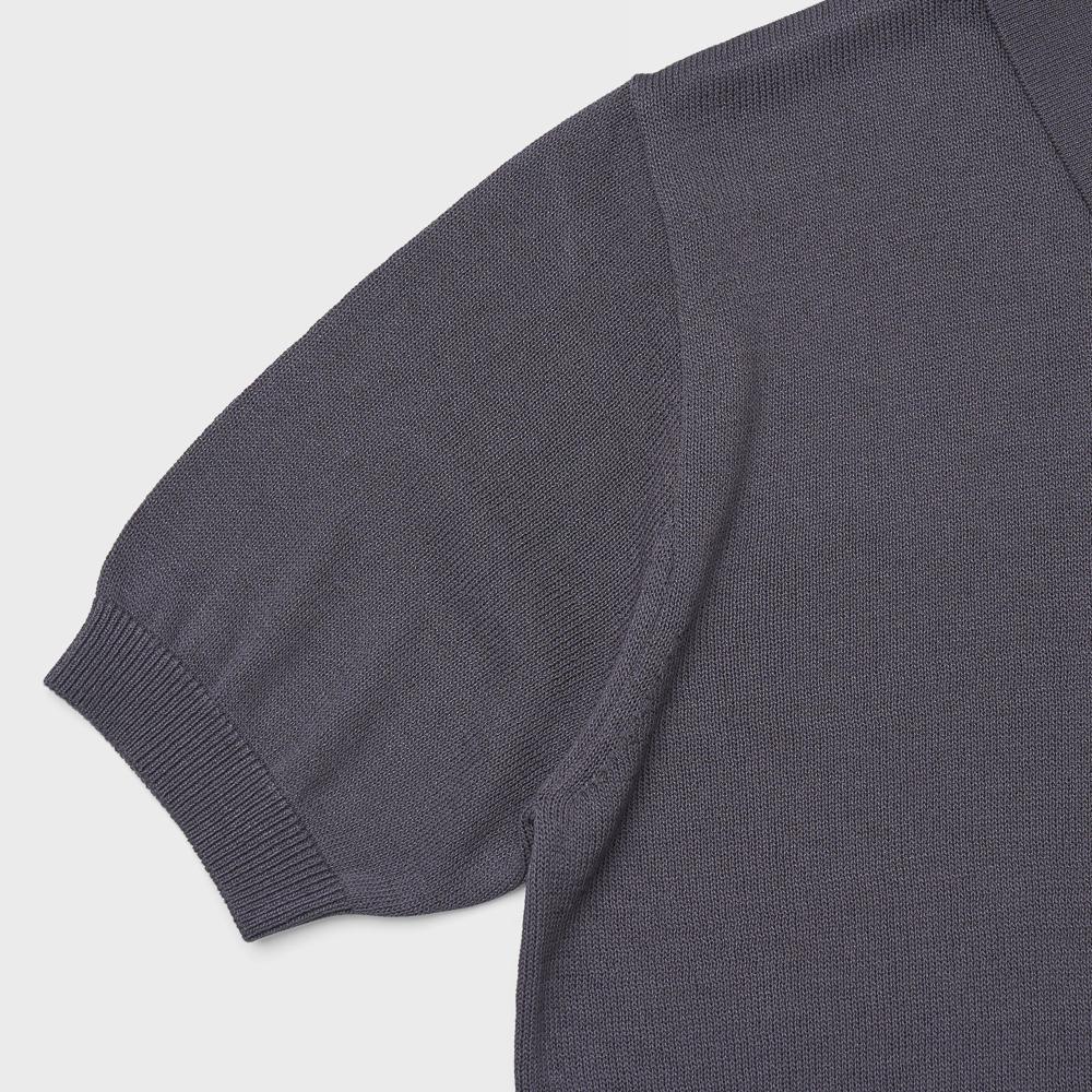 VERNO 24Ss Linen Like Polo Knit Gray