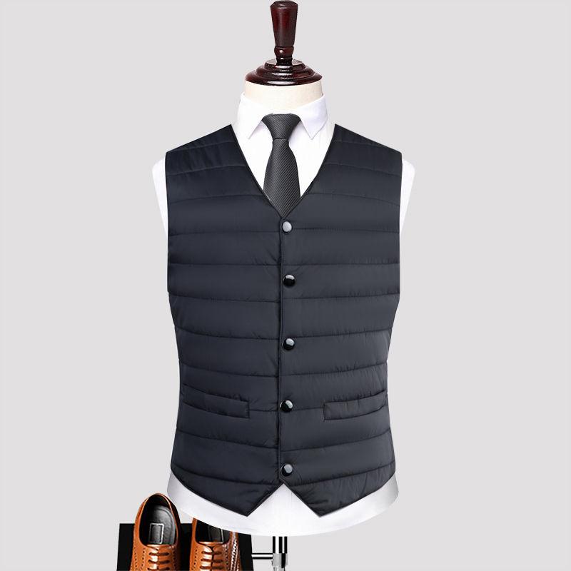 

Осень-зима, пуховое хлопковое мужское пальто, жилет, модные кардиганы на пуговицах, утепленные однотонные повседневные куртки без рукавов с v-образным вырезом 5XL чёрный