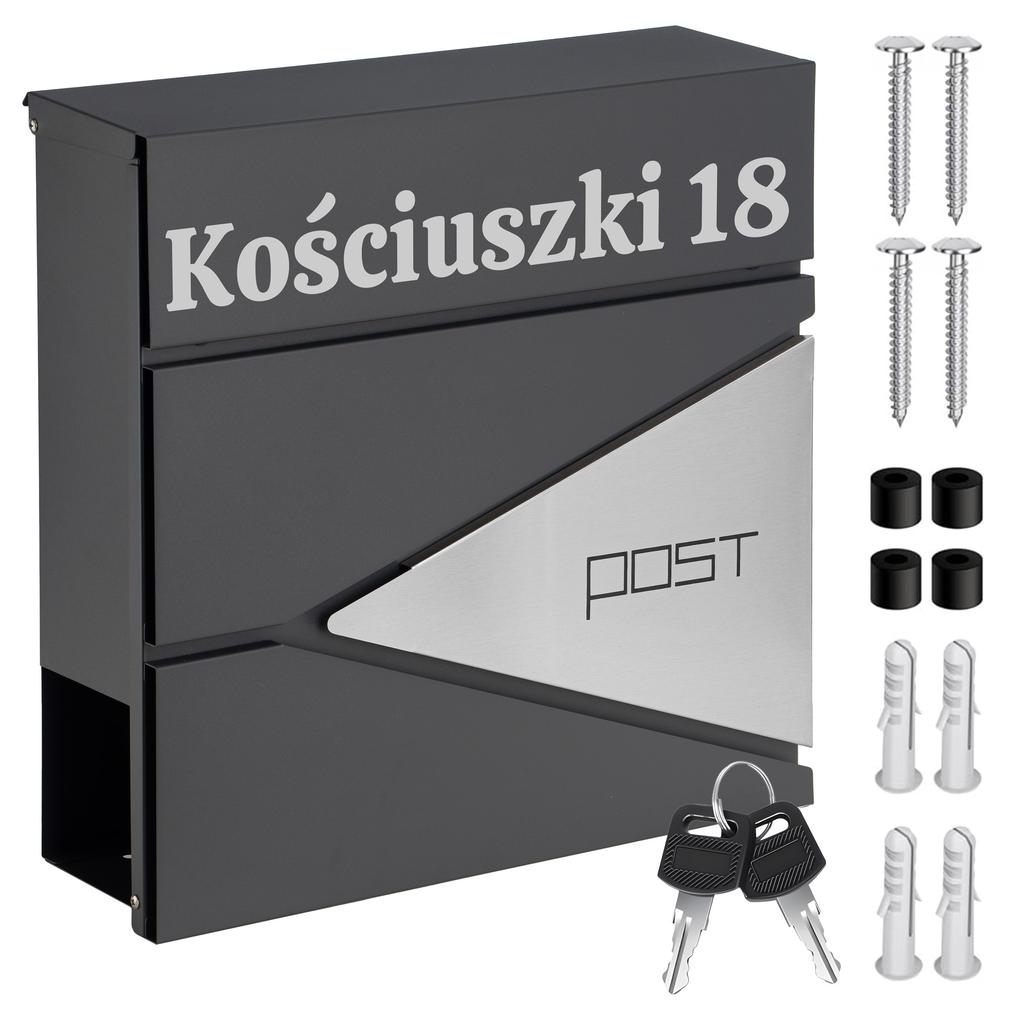 Boris Anthracite Mailbox With Inscriptions