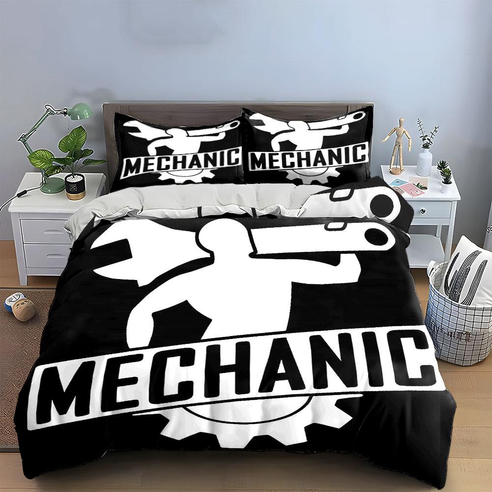 Mechanic Themed Decoration Bundle Soft Comfortable Duvet Cover Bedding Set Included 1*Duvet Cover & 2*Pillowcases, Gift