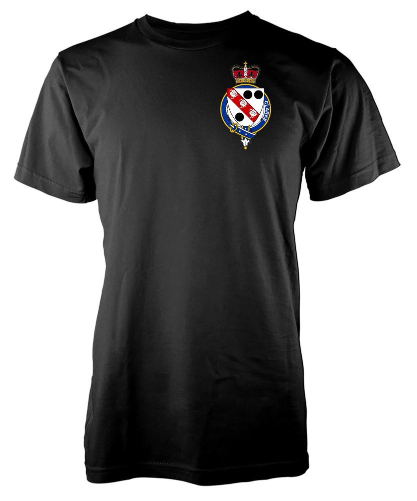

Free Personalisation Clarke Family Name T-Shirt Family Crest Badge Coat Of Arms M