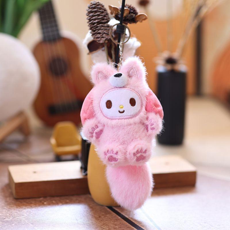 Sanrio Kuromi Plush Keychain Pp Cotton Stuffed Animal Cat Paw Design Bag Charm Gift For Teens Melody