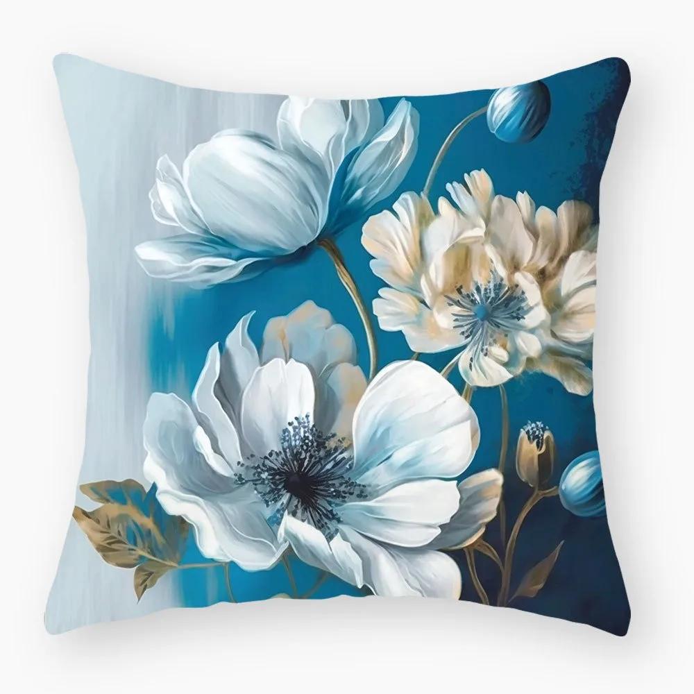 Luxuriöse Heimdeko Kissenbezug Retro Kunst Ölmalerei Stil Blumenmuster Büro Sofa Kissenbezug