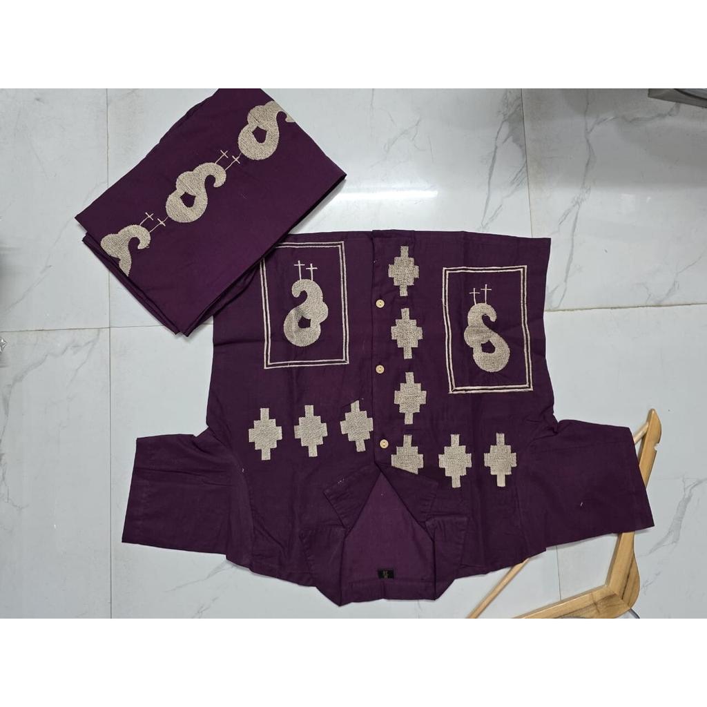 Women Summer Session Shirt Style Cord Set with Embroidery Pure Cotton Palazzo VSO-1733 C