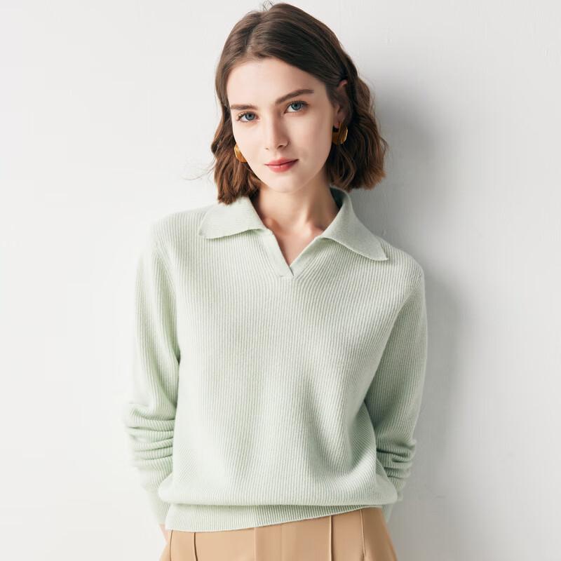 Women's POLO Collar Jacquard Cashmere Sweater