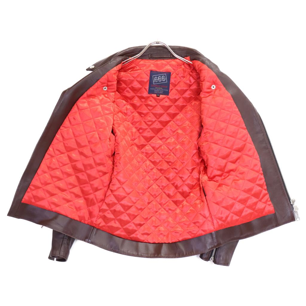 666 [Hervorragender Zustand] LJM-1TF Lammfell Seitenriemen Double Rider Jacke Jacke 34 Braun Gebraucht
