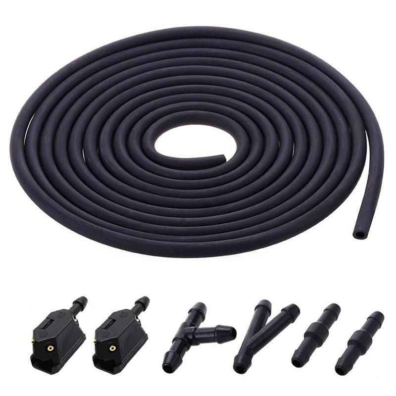 

7 шт./компл. форсунки стеклоочистителя переднего ветрового стекла, 4-ходовой регулируемый обратный клапан, трубка, шланг, 2 м, тройник, прямая часть