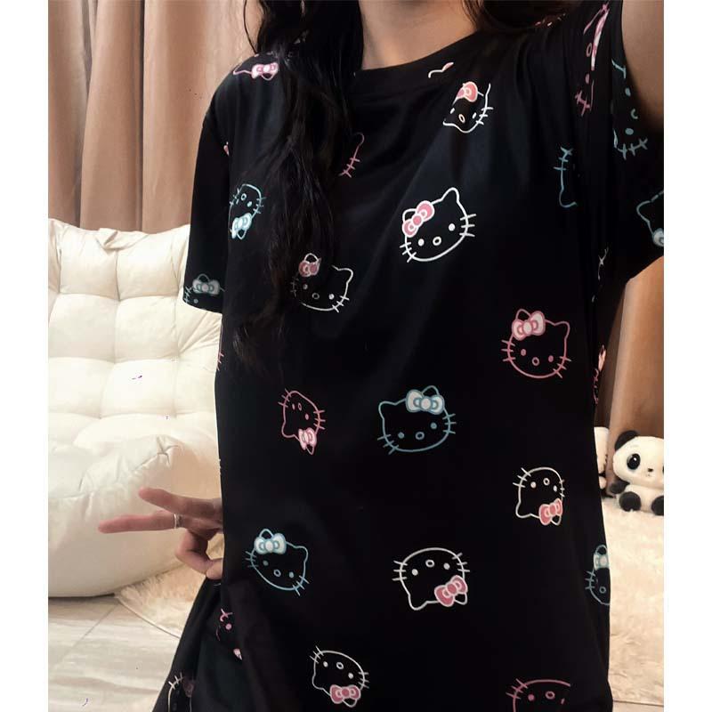 Pajamas women s summer pure cotton with chest pads integrated women s summer cartoon short-sleeved maternity pajamas women s new models M