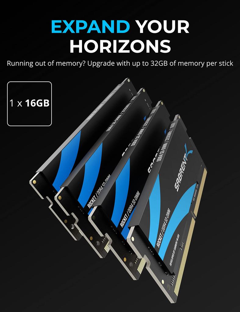 SABRENT Rocket 16GB DDR4 3200MHz Memory Module for Mini PCs SO-DIMM Laptops, Ultrabooks, (SB-DDR16)