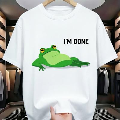 Cartoon Green Frog With Im Done Quote Summer Fashion Tshirt Unisex Unisex Casual Loose Cotton Streetwear Tee